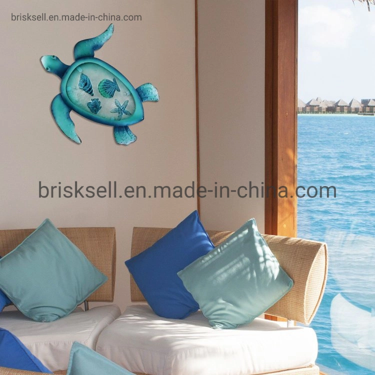 Venta caliente productos para el jardín colgante de metal verano en la playa del océano de Tortugas Marinas agradable decoración mural de pared animales detalles Art