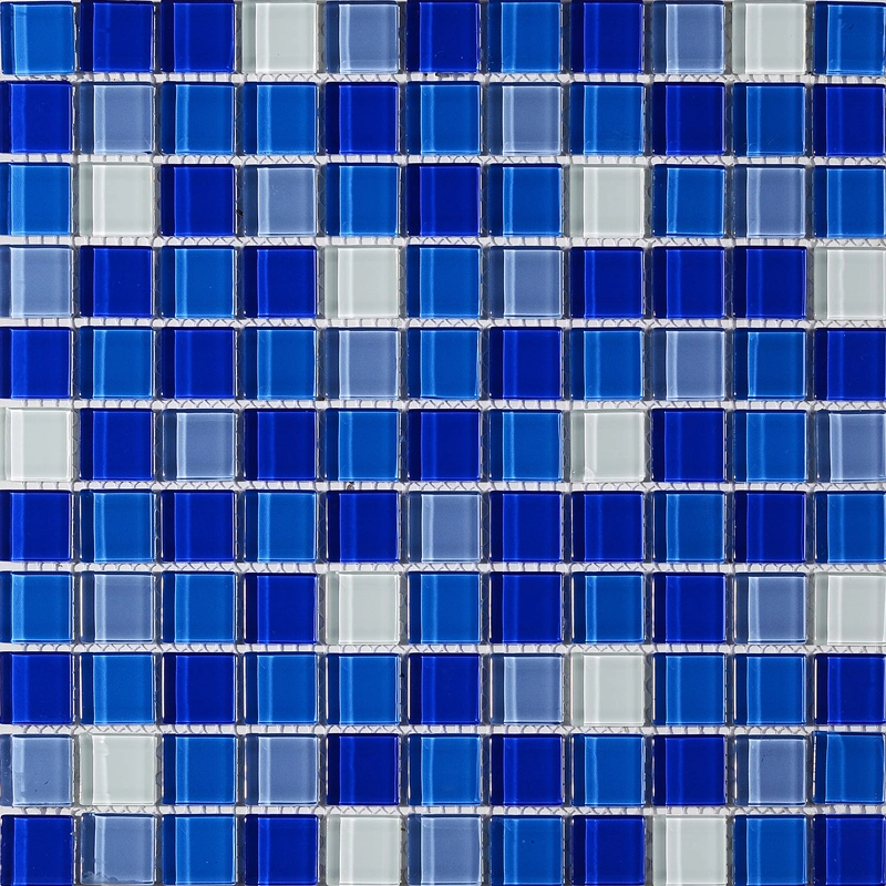 China Wholesale/Supplier Square Blue Blend Hot Melt Glass Mosaic for Swimming Pool