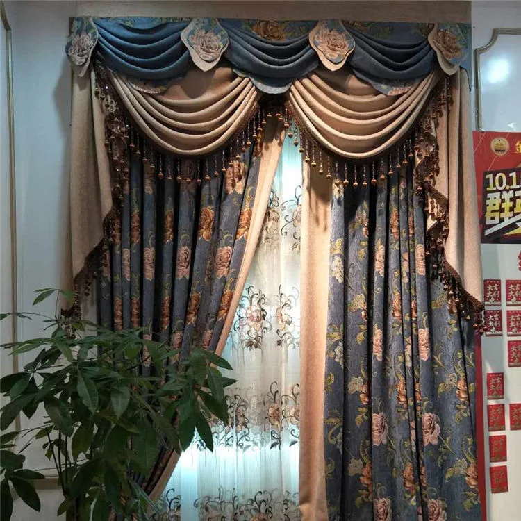 Última decoración cortinas de lujo en Turquía cortinas de tela jacquard Living cortinas blackout