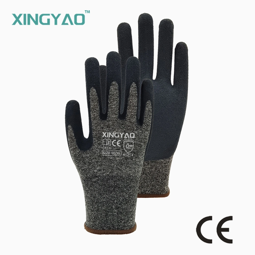 FactoryShop En388 Anti Cut Resistant ANSI A5 Hppe Liner Grip Nitrile Sandy Palm Coated Cutting Work Safety Working Labor Industrial Gloves