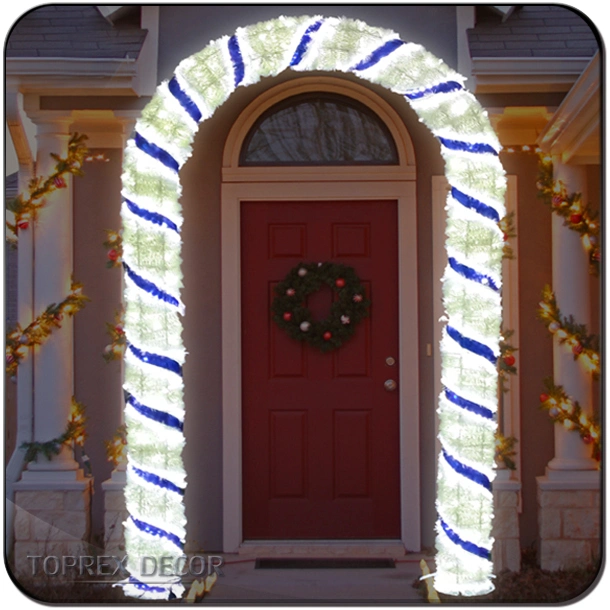 Toprex Decor Customizable Garden LED Lighting Light Candy Cane Arch with Metal Frame for Christmas Decoration