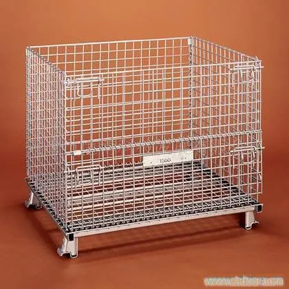 Folding Wire Mesh Container Stackable Storage Cage Metal Basket