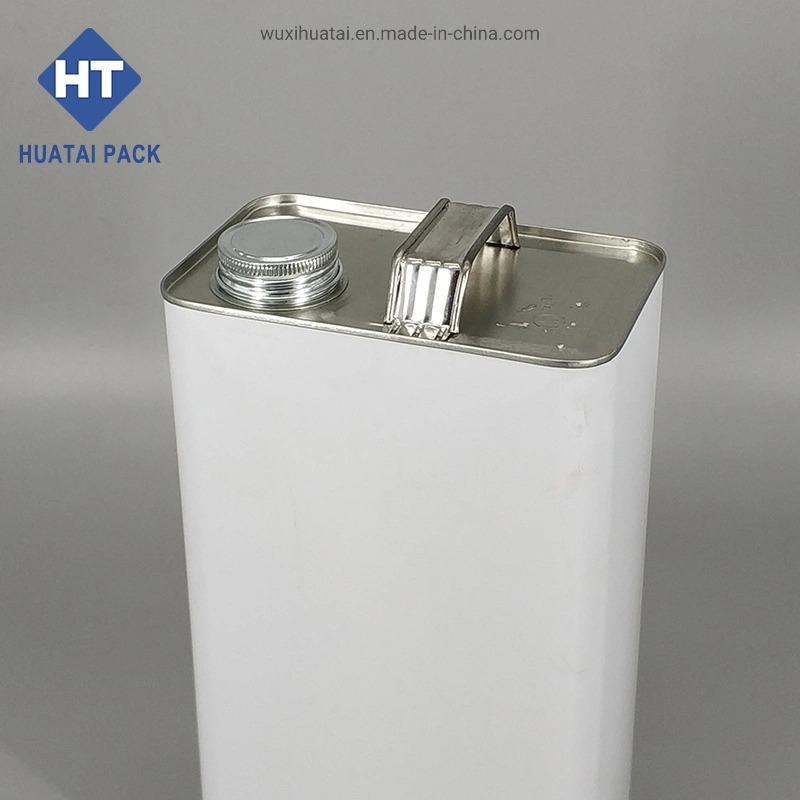 5L White Metal Empty Tin Can with Cover and Metal Handle