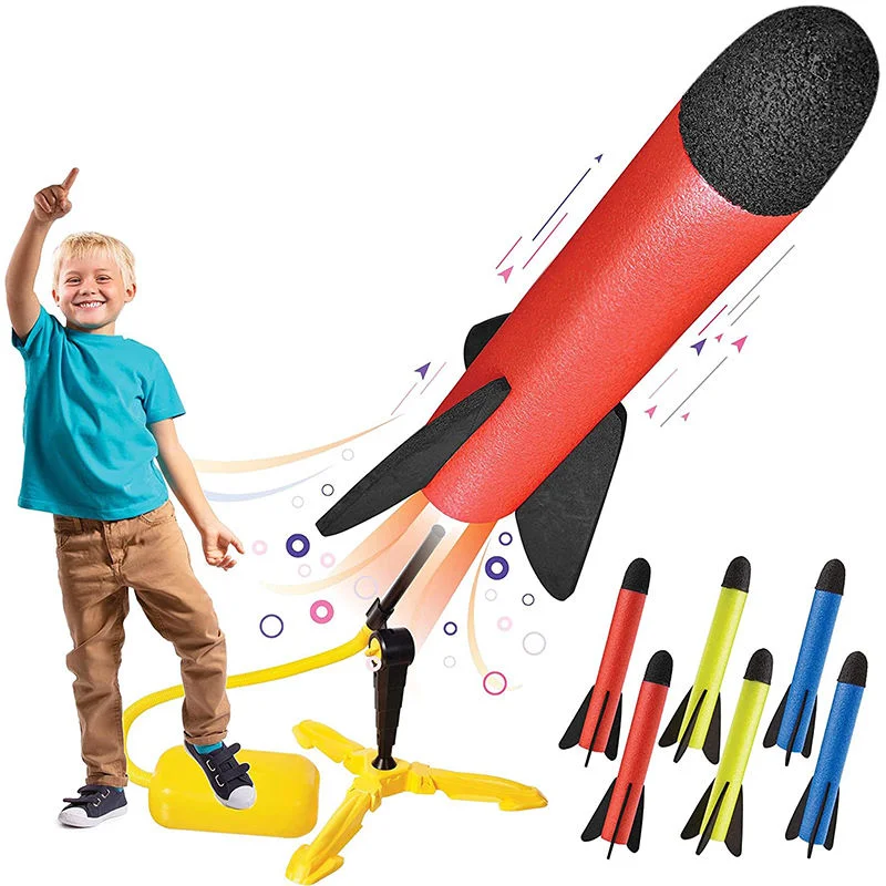 Toy Rocket Launcher for Kids Shoots up to 100 Feet Colorful Foam Rockets and Sturdy Launcher Stand Fun Children Toys Outdoor Launcher