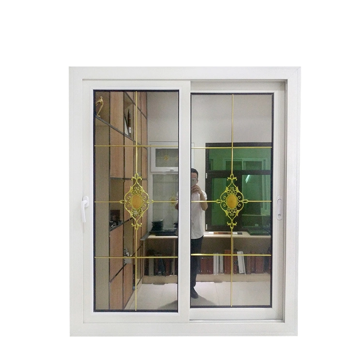 Vidro com vidro duplo temperado aprovado pela CE, Crescent Lock Champagne Color Portas deslizantes em vinil PVC UPVC e janelas para Casa