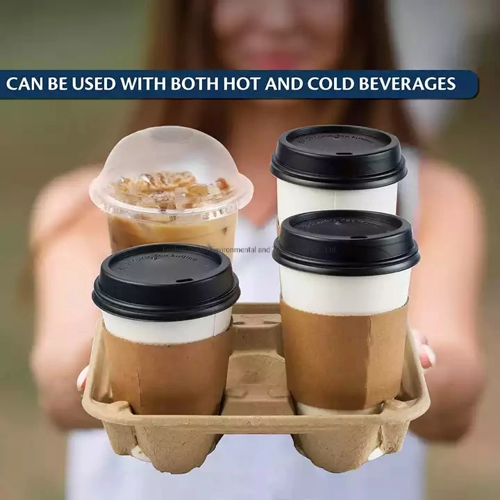 2 or 4 Cup Coffee Durable Kraft Cardboard Cup Carrier Trays with Recycled Cardboard Paper