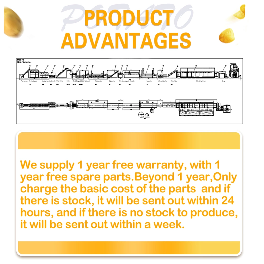 O TCA Full automatic 100-2000kg/h de Batata Frita batatas fritas batatas fritas congeladas a linha de produção fazendo a máquina
