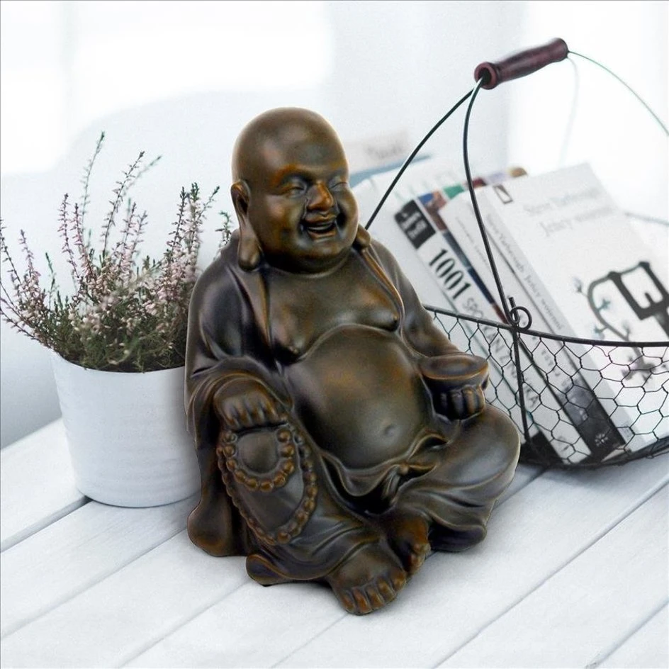 Esculturas artesanales de resina Atistic moderna estatua Laughing Buddha Bonze estatua