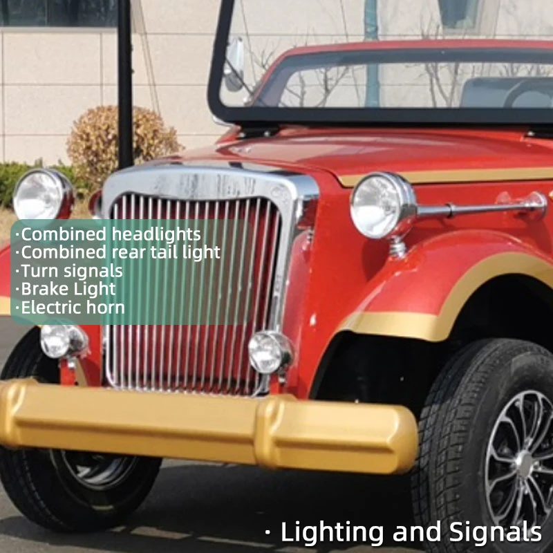 Chine en gros 80-100 km Autonomie 4 kW Moteur Batterie au lithium 11 places Rétro Électrique Classique Vintage Voiture de tourisme Club Mariage