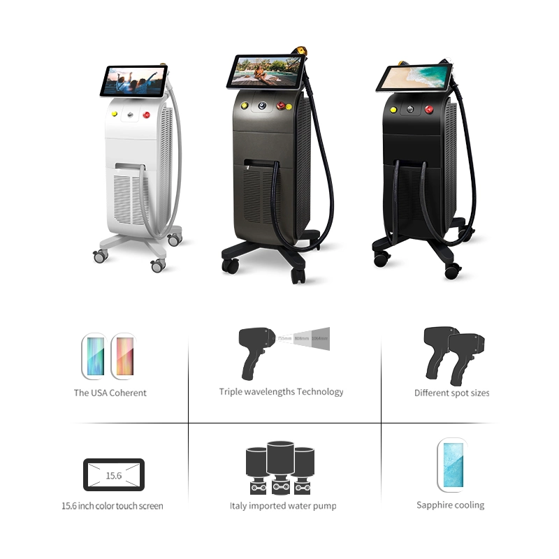 OEM Logo Medical CE FDA Screen Linkage Diode Laser Hair Removal 755 808 1064nm Hair Removal Platinum Ice Titanium