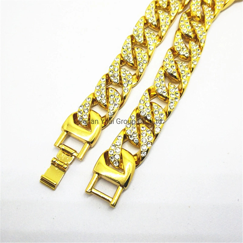 Bling Crystal Big Link Stainless Steel Chunky Dog Chain Diamond Pet Collar