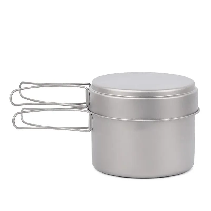 1600ml Titanium Pot + 500ml Pot Super Light Outdoor Camping Cookware