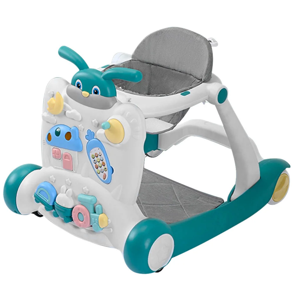 Portable Multifunctional Music and Light Toys 4 Plastic Wheels Simple Music Adjustable Seat Height Baby Walker