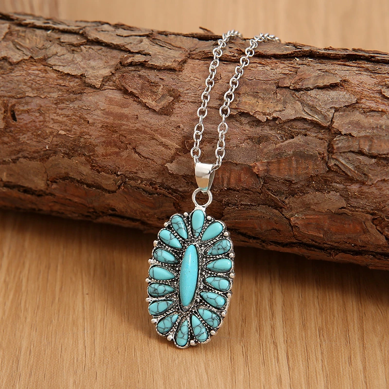 Boho Vintage Créatif Collier Éclair Turquoise pour Femmes Cadeau