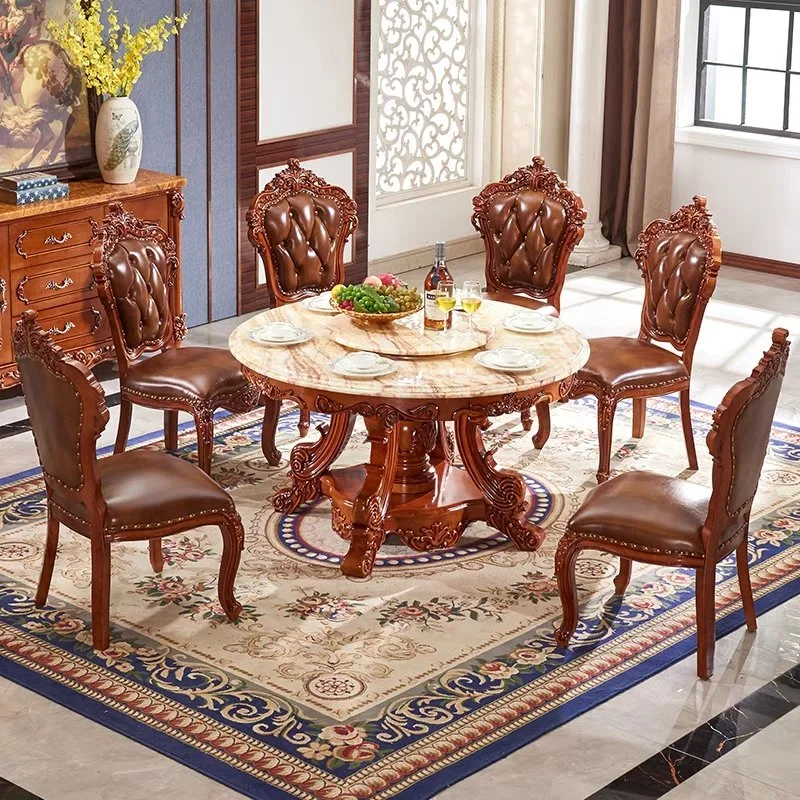 Muebles de mesa de mármol de madera Royal Classic Red Mesa comedor Establecer