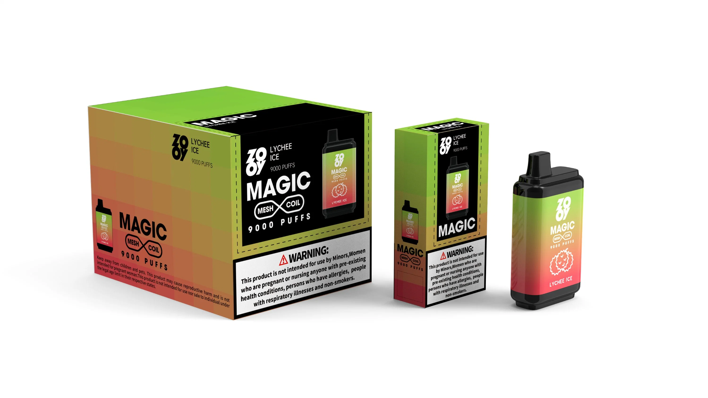 Новый продукт идеи Zooy Magic 9000 Puffs одноразовые Vape E к прикуривателю 650 Мач Аккумулятор 16мл предварительно заполненным тележек Регулируемая мощность Vapes насадка 9K бар