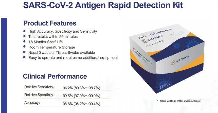 L'aide médicale d'utilisation de l'hôpital à la FAOP Ivd auto-test matériel de laboratoire Diagnostics de périphérique avec ce kit de test de l'antigène enregistré ISO13485 Gold