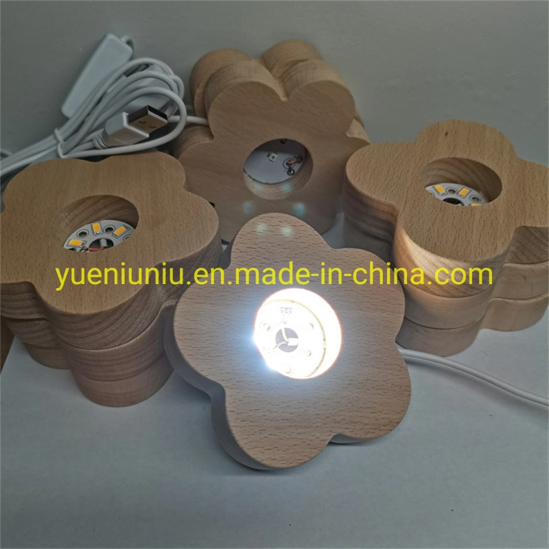 Customized 7 Color Change Is Controlled by Switch 3D LED Beech Lamp Holder for Resin Crystal