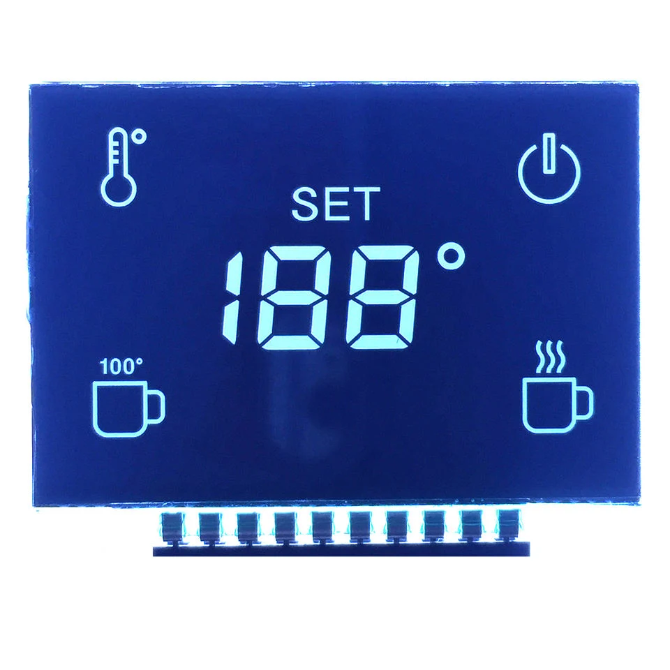 La HTA va de 7 segmentos FSTN STN 24 20 16 Tn de color negro panel LCD Pin LCM Pantalla Velocímetro Digital Energy