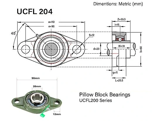 Cheap Pillow Square Block Bearing Bolt Flange Bearing UCFL204