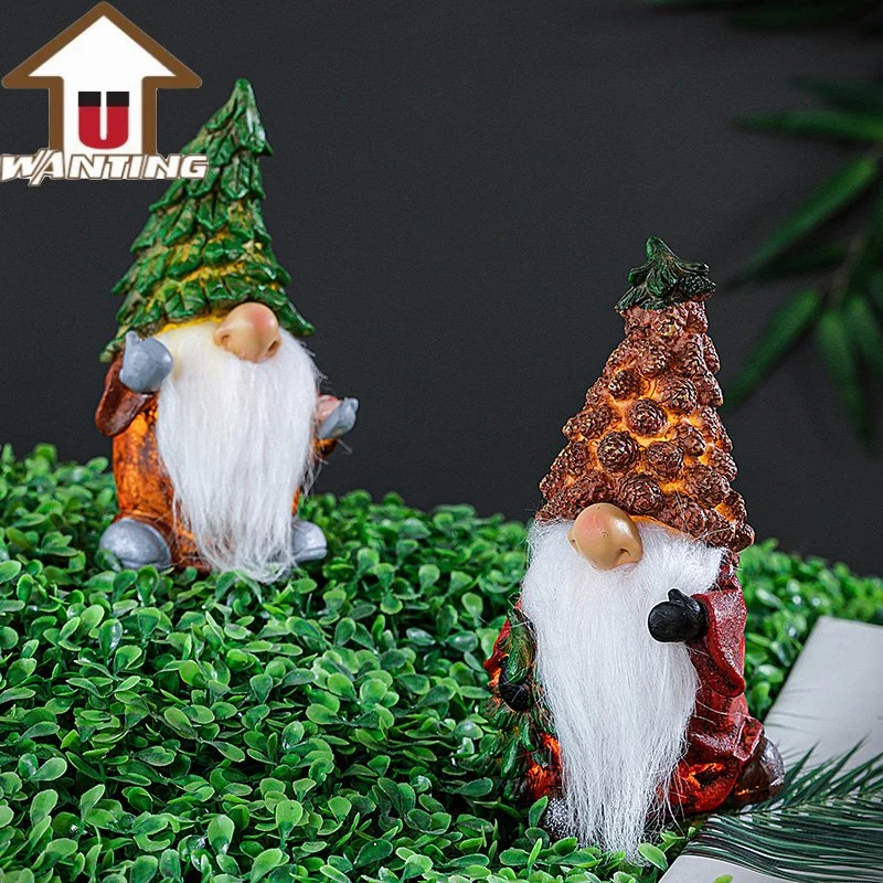 Оптовый сад Dwarf Stateue LED свет Рождество Gnome Resin Craft Домашний декор