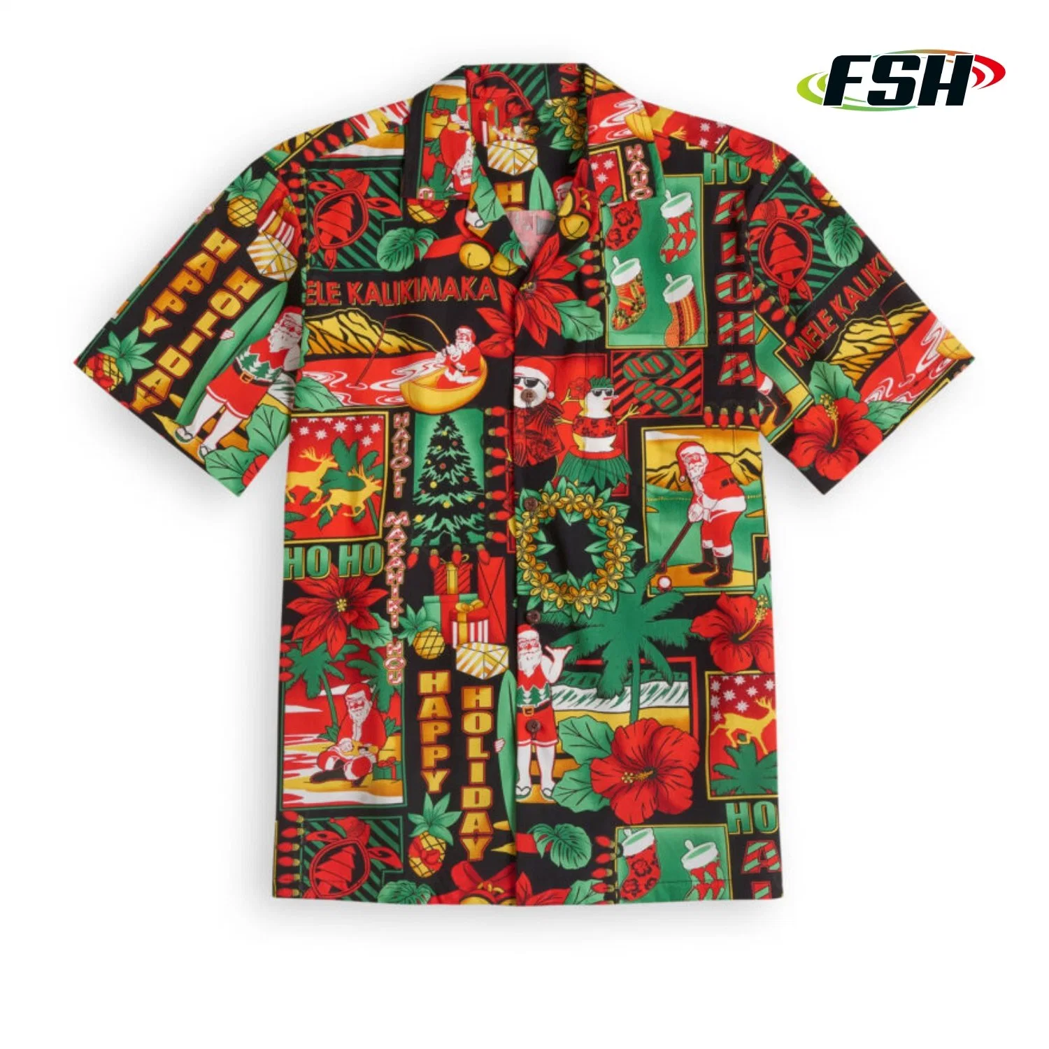 100%Polyester Cotton Hot Sale high Quality Pattern Logo Print Hawaiian Shirt