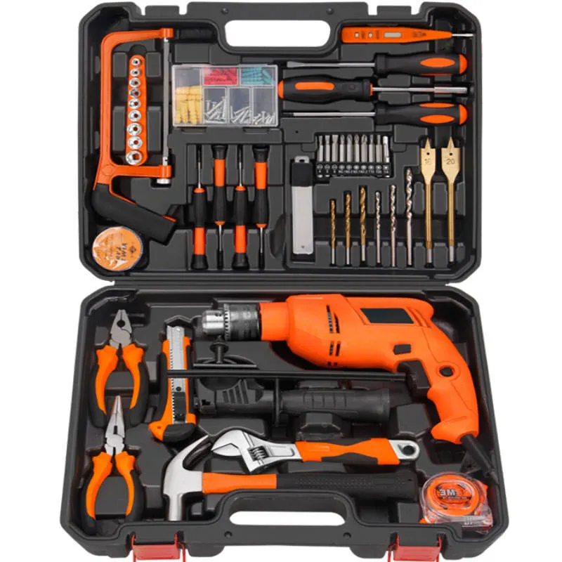 128PCS Hand Tools Set with Lithium Drill in Hard Case for Home