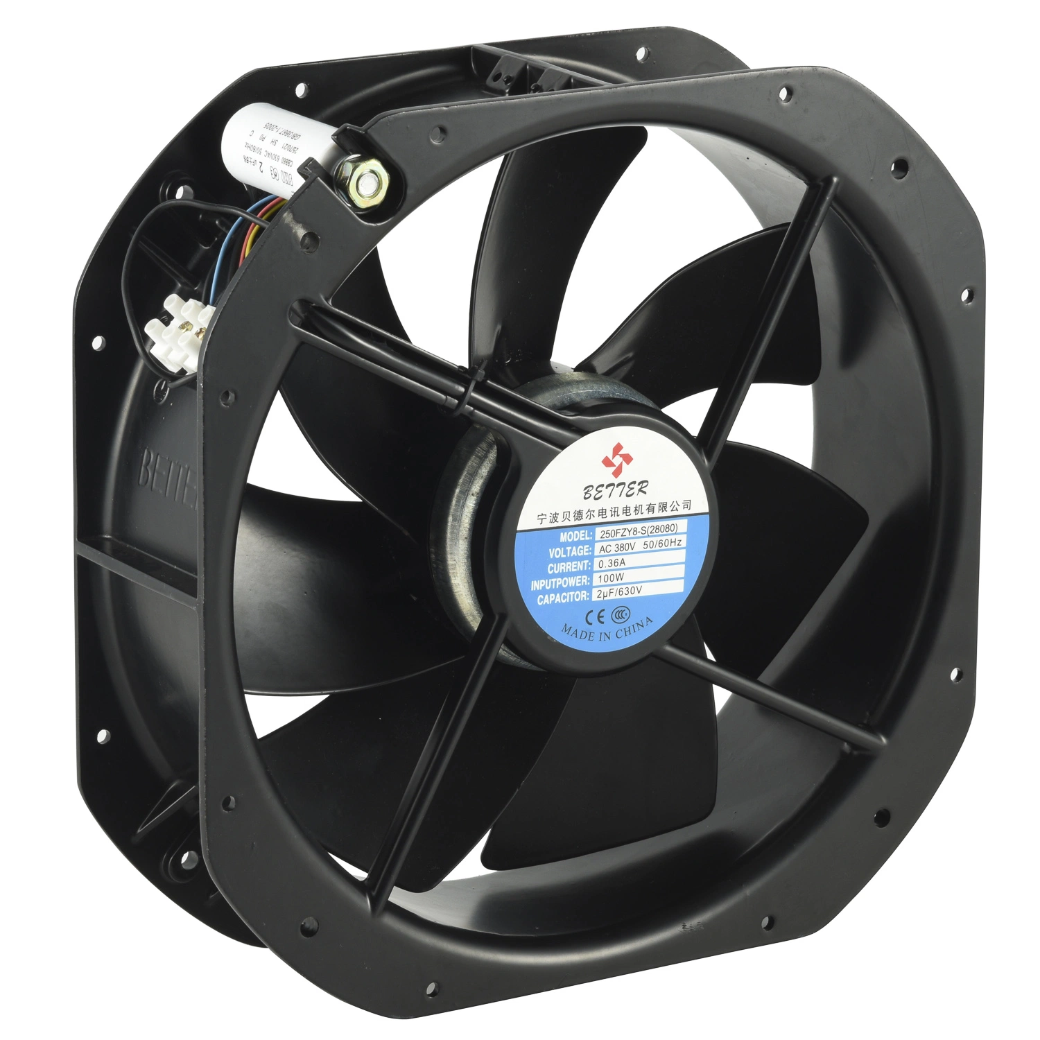 280X280X80mm Cooling Ventilation AC Axial Fan with 5/9 Metal Blades