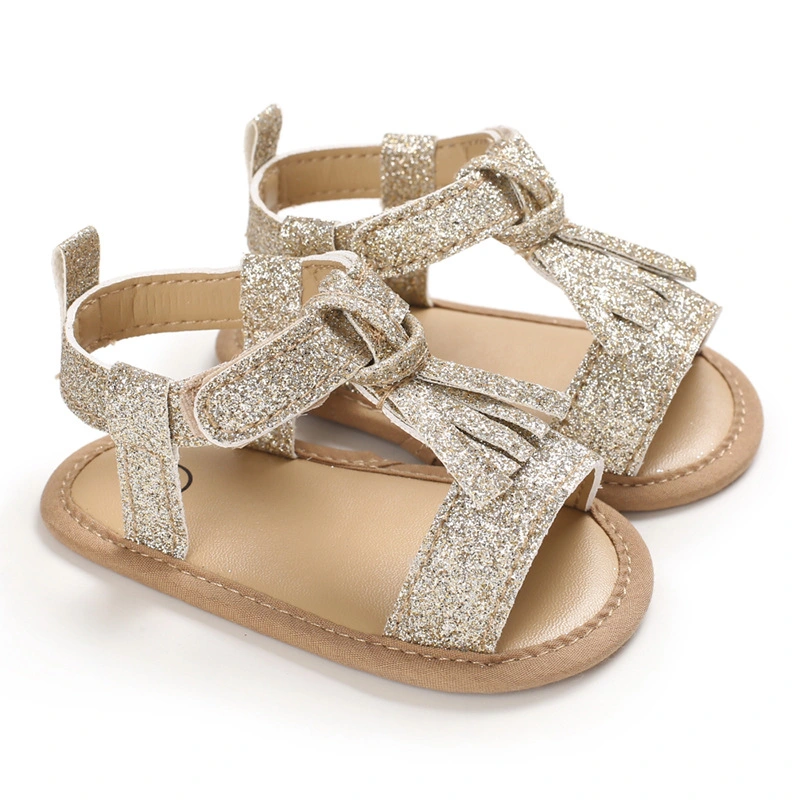 Baby Girls Sandals Summer Glittered Tassel Sandals Infant Soft Sole Slippers Toddler First Walkers Princess Sandals Esg14184