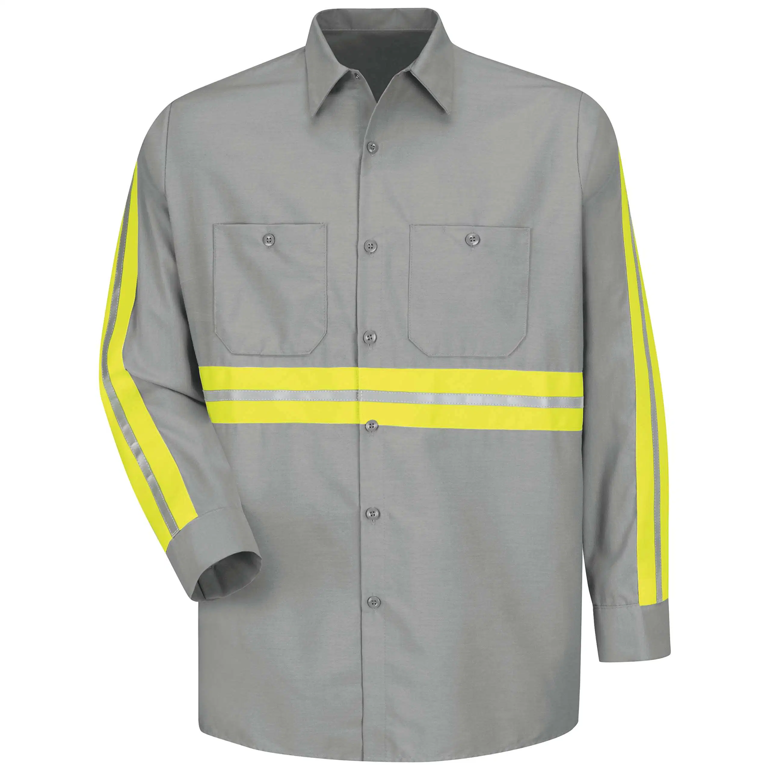 T-shirt de travail en coton haute visibilité pour hommes S Chemise industrielle 2 pièces à col doublé