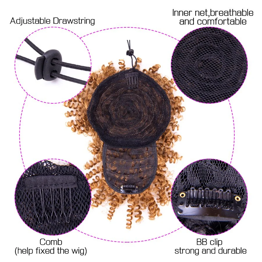 Großhandel/Lieferant Xuchang Haarfabrik Afro Kinky Curly Synthetische Drawstring Pferdeschwanz Haarverlängerungen