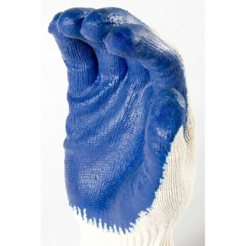 White Cotton Liner Blue Latex Coated Finish Safety Work Glove