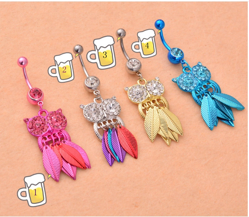 Sell Like Hot Cakes Set Auger Owl Belly Button Rings