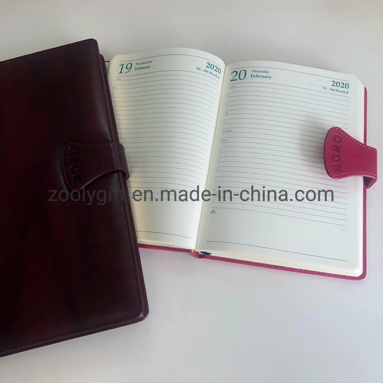 Embossed Logo PU Leather Journal Diaries Magnetic Flap Agenda Daily Planner Notebook Souvenir Gift