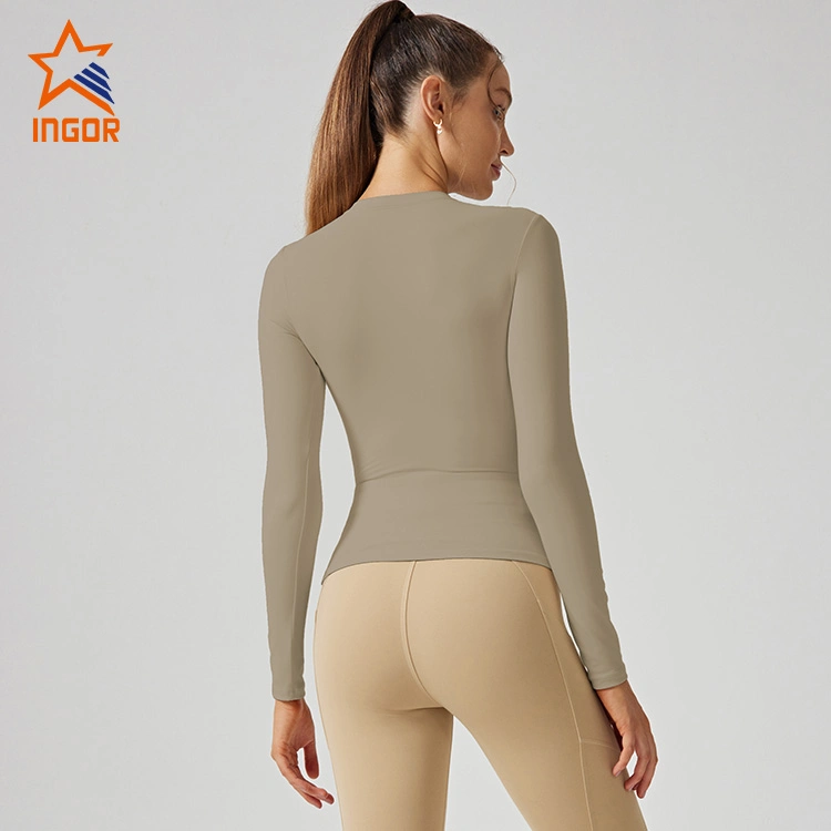 Ingor Sportswear ropa de entrenamiento Proveedor mujeres ropa ropa personalizada ropa de calle Camiseta de manga larga para mujer