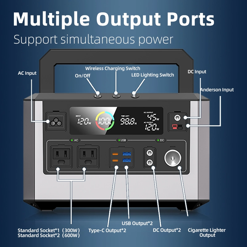 Powerful Camping Electric Solar Charger Lithium Ion Battery Wireless USB DC AC Output 300W 600W Portable Mobile Power Bank for Laptops Uav Drone