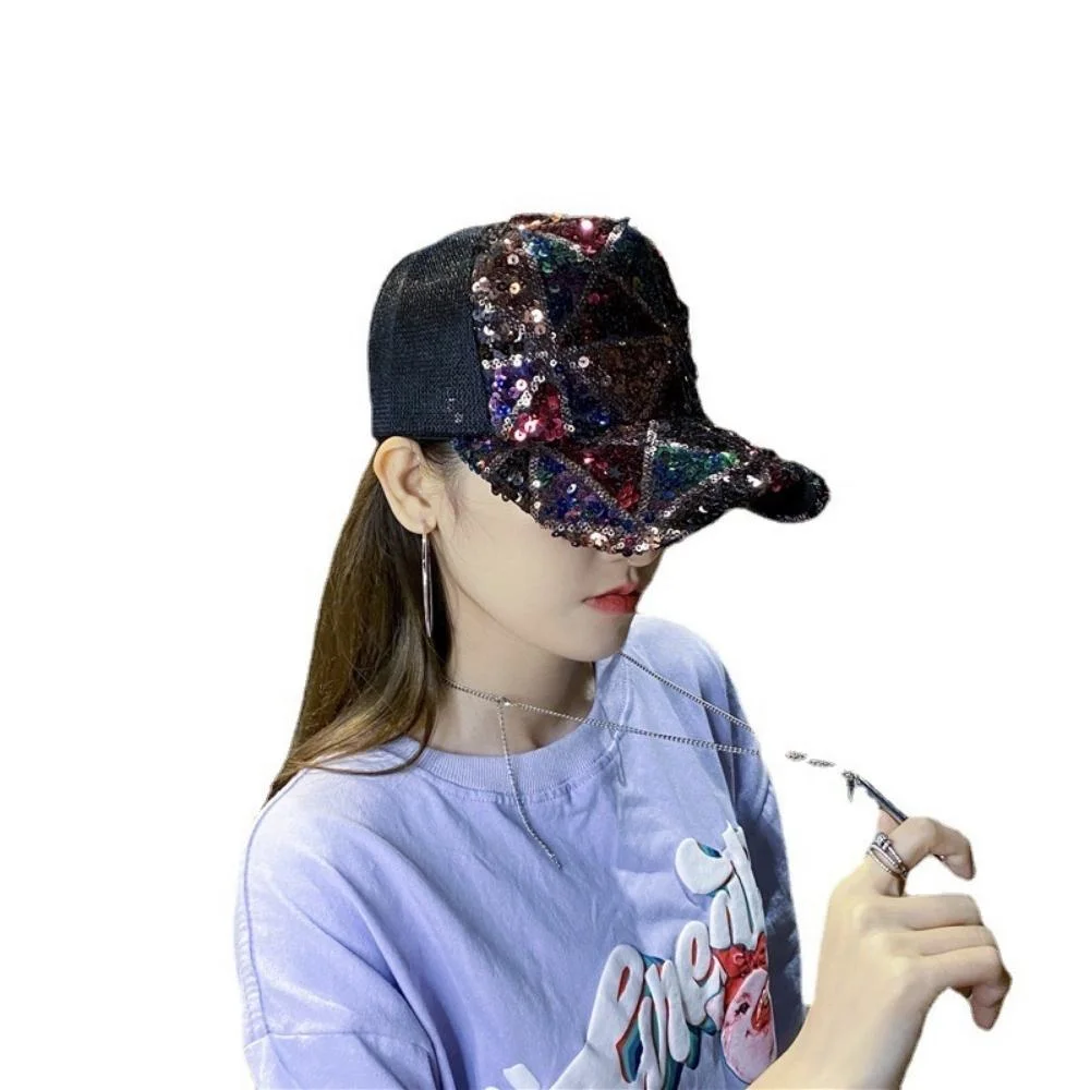 Fashion brillant couleur sequins Baseball Cap Printemps été respirant filet Casquettes hommes femmes extérieur Wyz20817