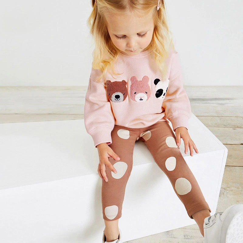 El otoño de nuevo diseño de ropa para niños de algodón de manga larga con capucha + Legging de patrón de los animales se adaptan a