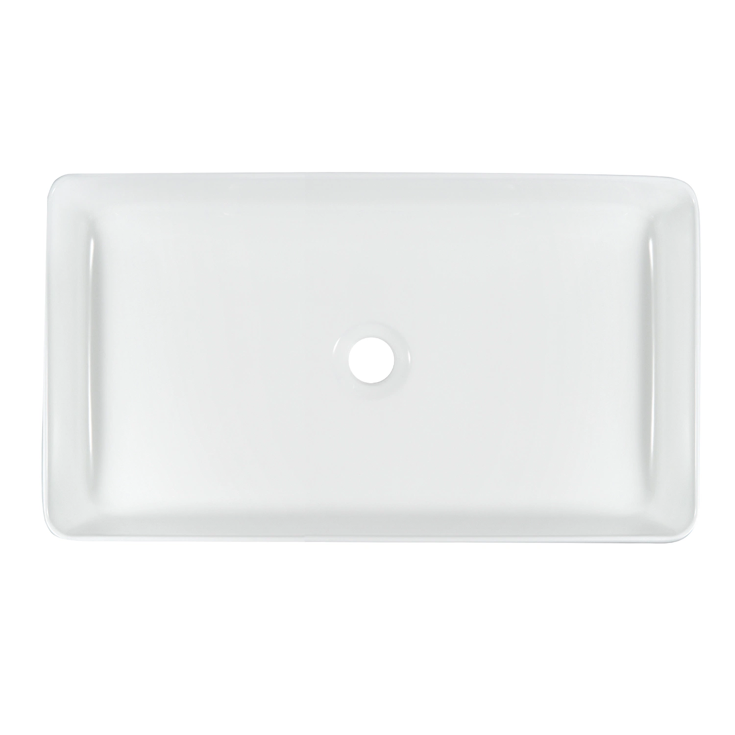 Venta caliente Wc de 24 pulgadas de 61 cm blanco brillo Above-Counter lavabo de porcelana cerámica artesanal vanidad rectángulo del Gabinete de la Encimera Fregadero de barcos