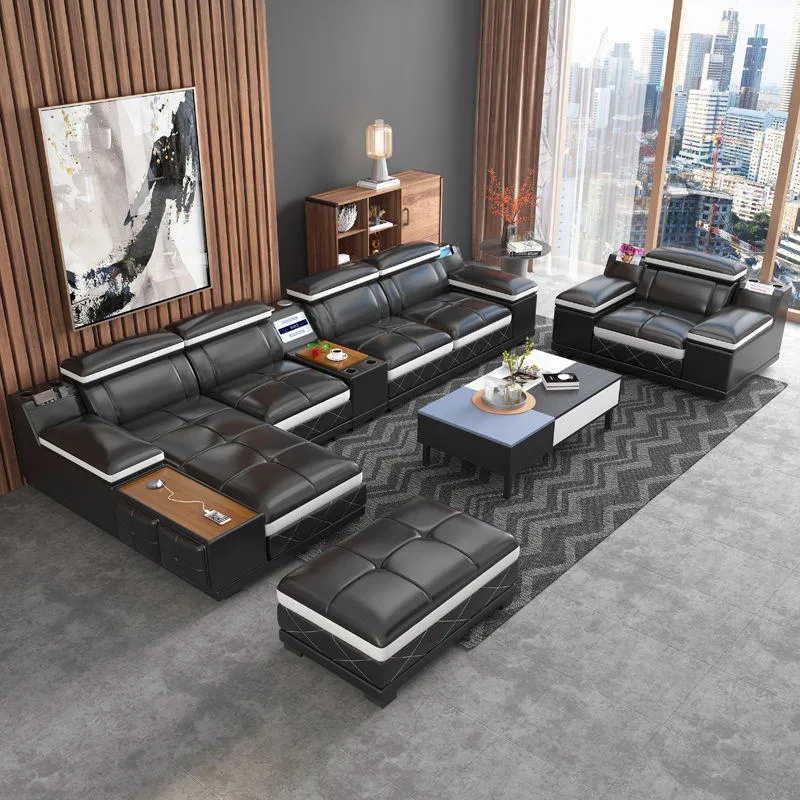 Luxury Sofa Set Furniture Living Room High quality/High cost performance Genuine Leather Sectional Sofa