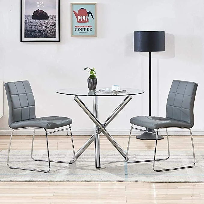 New Design Modern Unique Factory Wholesale/Supplier Contemporary Black Glossy Glass Top Simple Style Round Dining Table