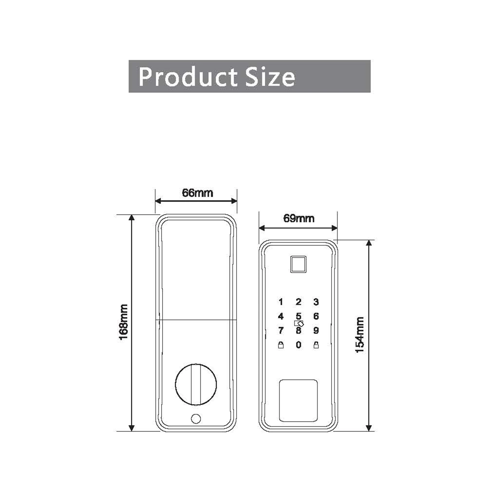 Fechadura eletrônica inteligente com senha de impressão digital, cartão IC, chave Bluetooth, aplicativo e fechadura digital.