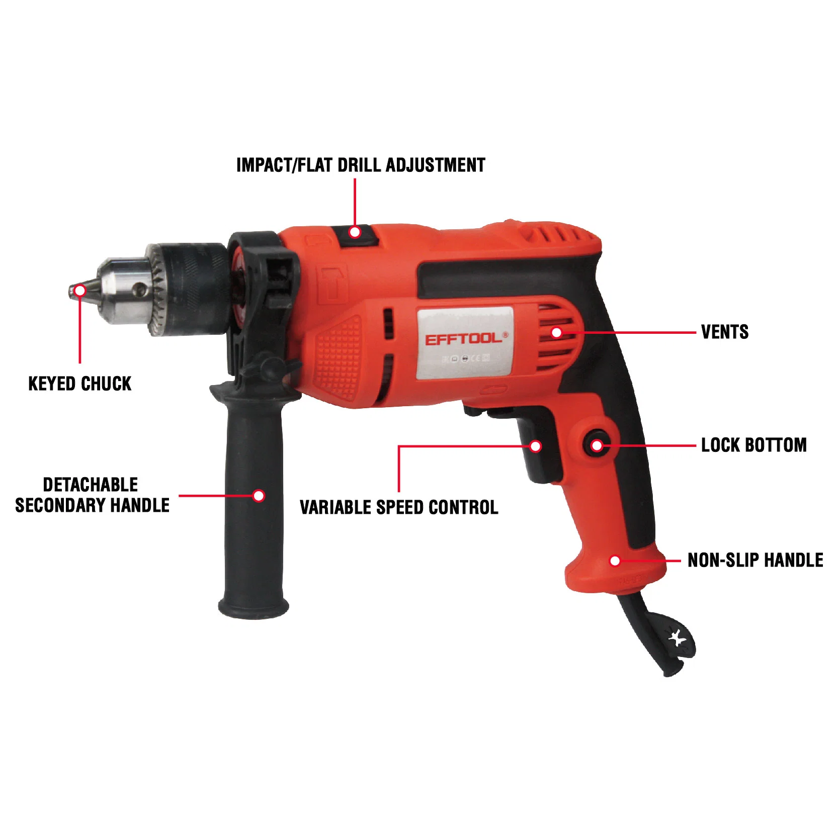 Vente chaude Efftool Factory Direct Impact d'arrivée de nouveaux ID de foret813 perceuse électrique