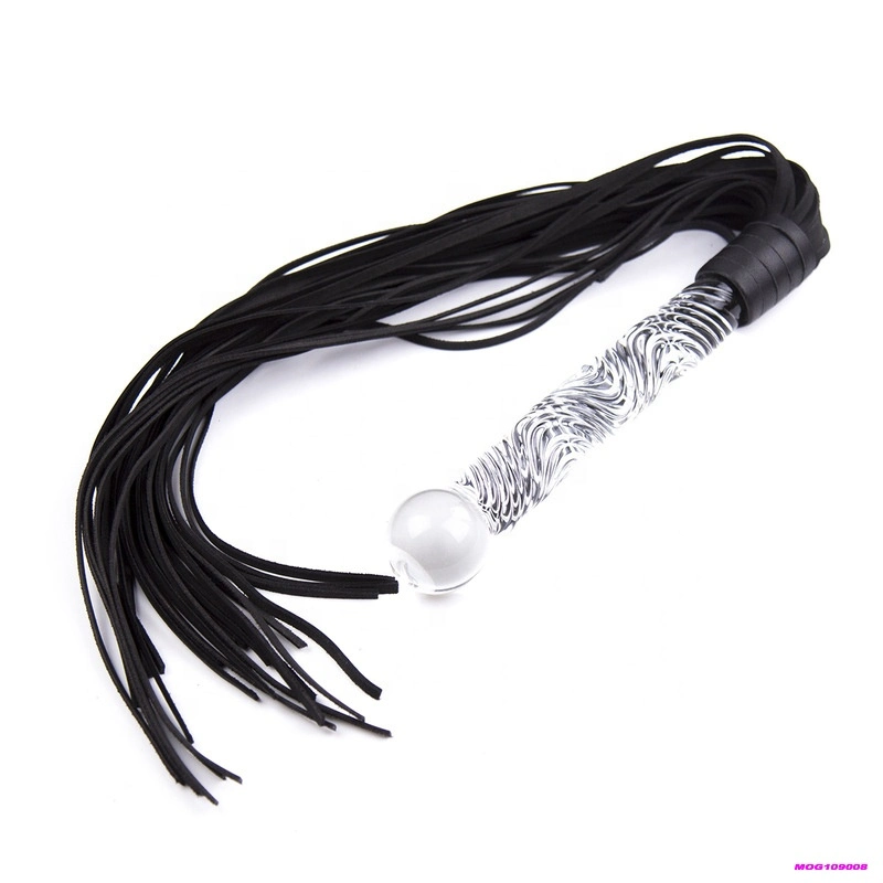 Bdsm Leather Loose Whip Bondage with Crystal Glass Dildo Sex Toys for Adult Fetish Spanking Paddle