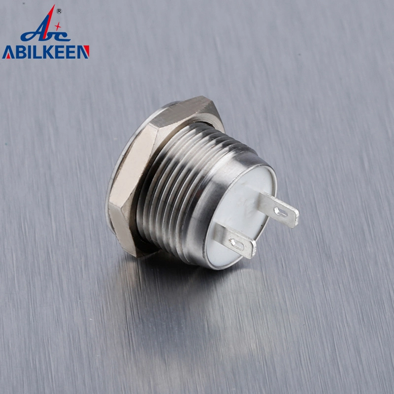 Momentary 12mm Short Type 1no Street Vending Machine Push Button Switch IP65 Flat Head Brass Nickel Material