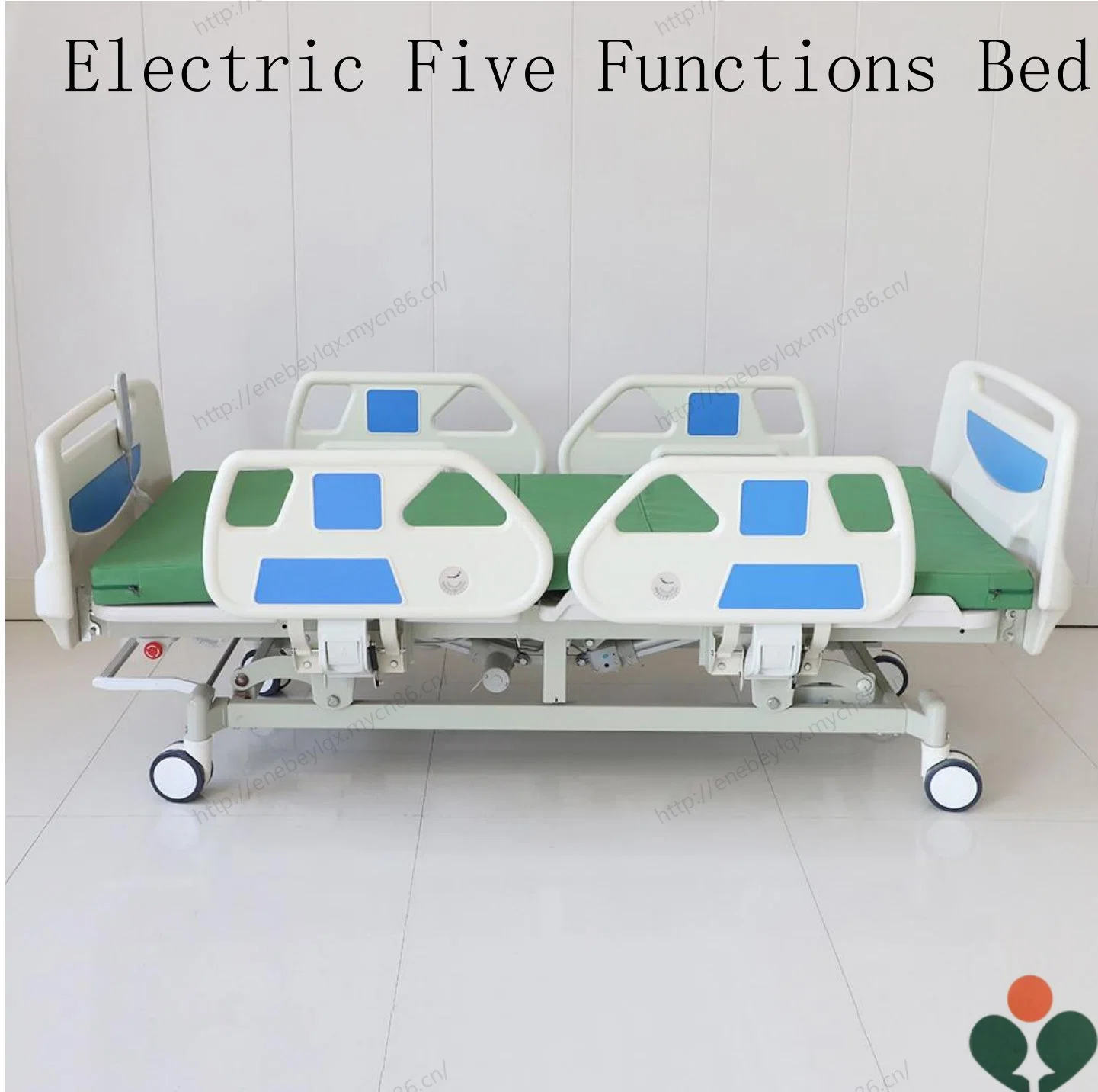 Cama hospitalar ajustável elétrica de cinco funções para apoio personalizado ao paciente.