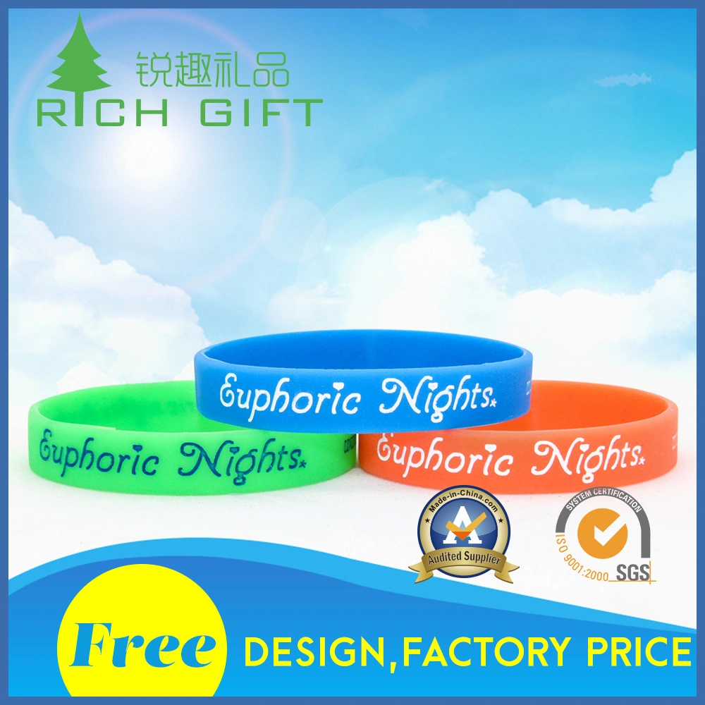 Custom Cheap Segmented Mixed Color Thin Silicon Printed/Debossed/Embossed Silicone Wristbands for Promotion Gift