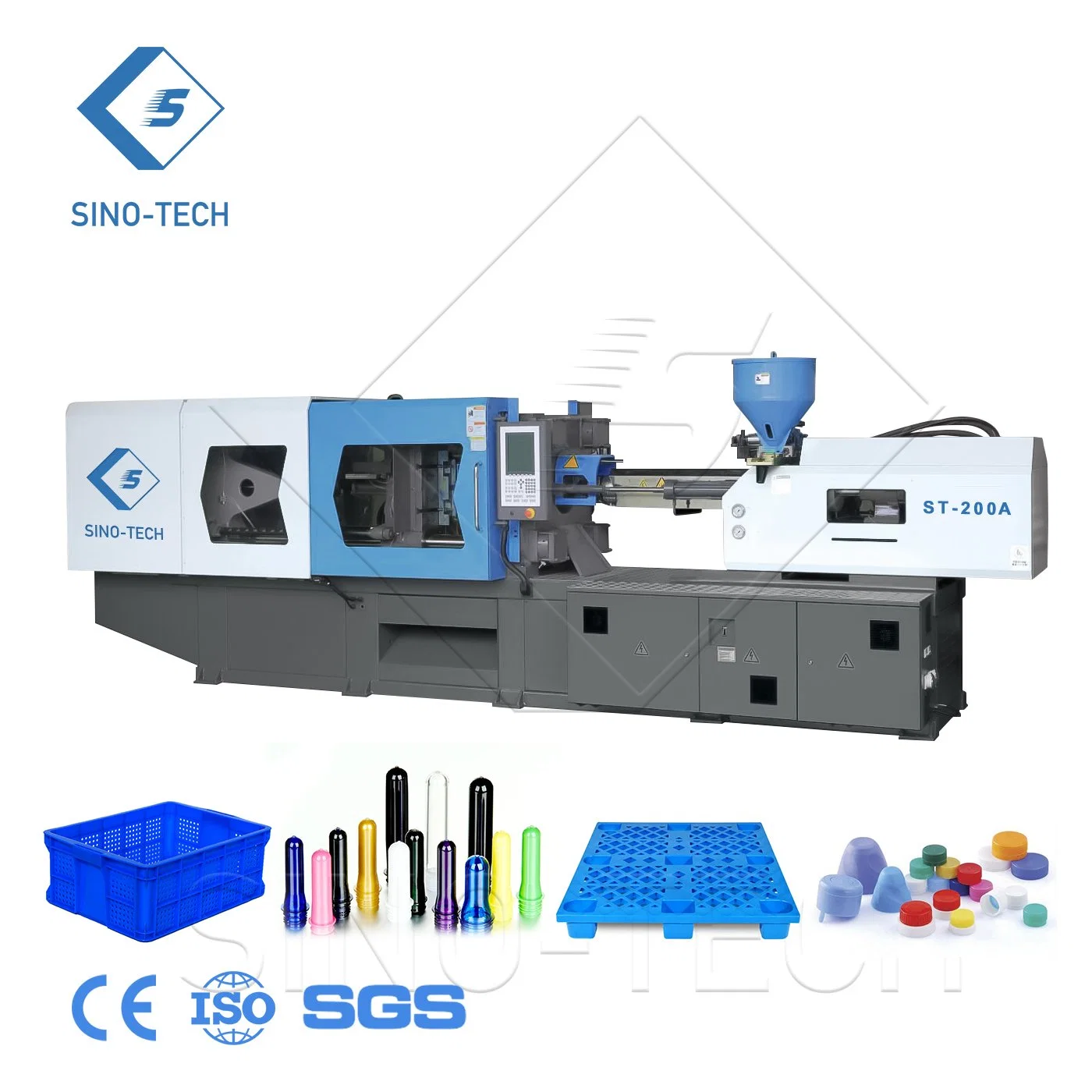 Plastic Auto Parts Fruit Vegetable Basket Crates Sinotech Injection Molding Machine Moulding Machine