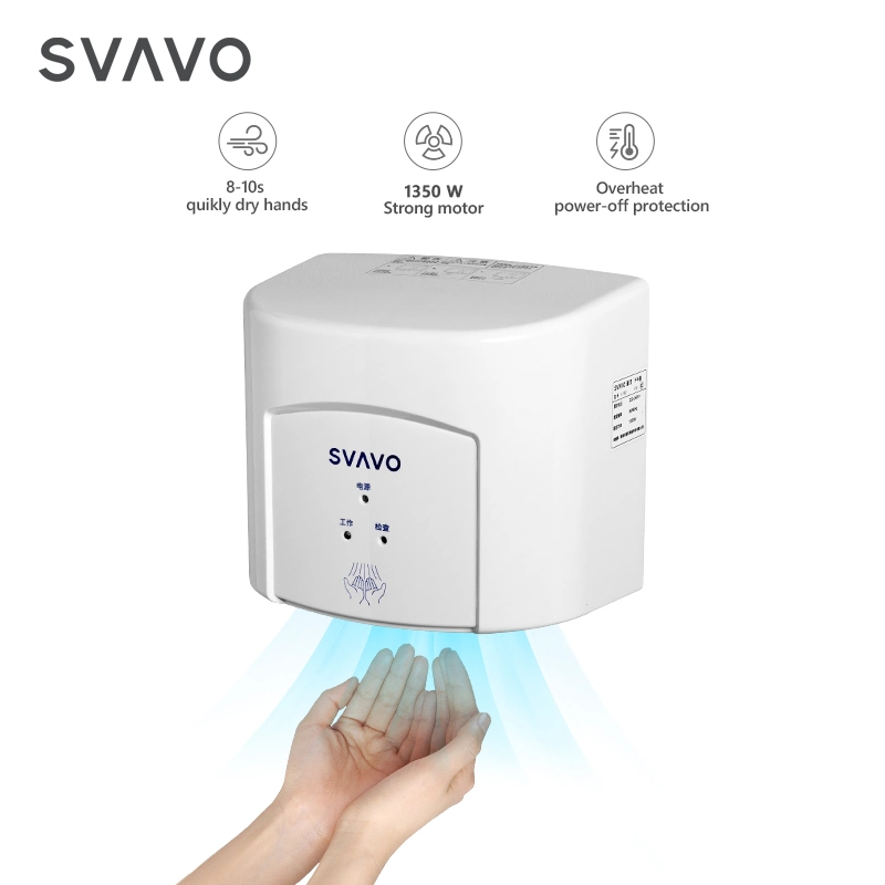 Comercial Svavo Secadores de mano de plástico ABS de alta velocidad en la pared sensor automático de secador de manos