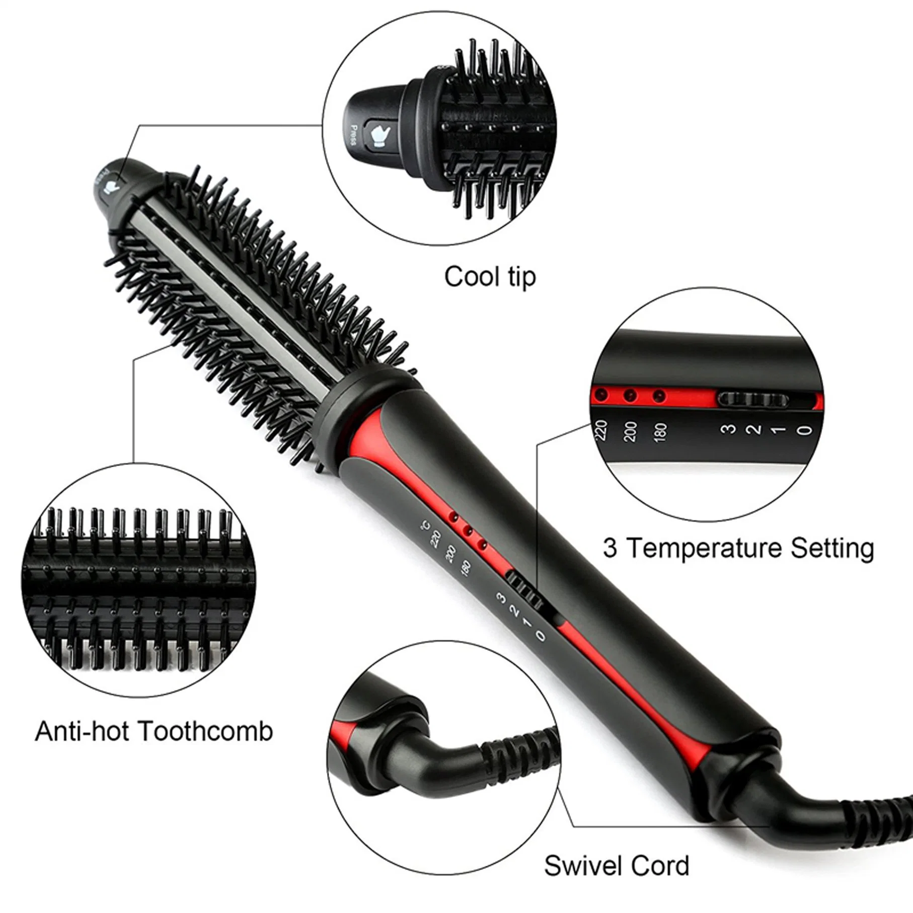 Multi-Styling Haarlockenstab-Set mit austauschbarem Clip und Bürste